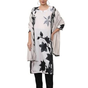 BARBIE Womens Muslin Embroidered Staright Kurta with Pant and Dupatta Sets