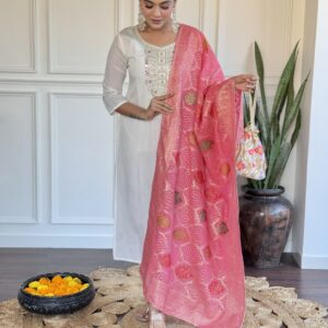 MARIA Chanderi Salwar Suit In Off White