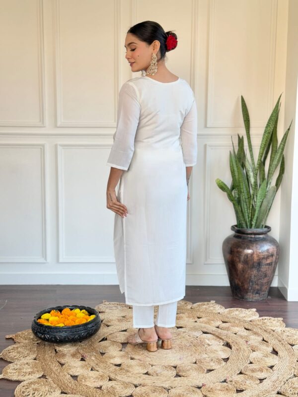 MARIA Chanderi Salwar Suit In Off White - Image 2