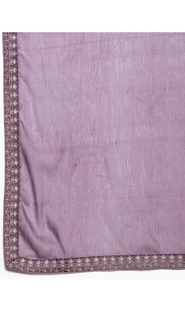 NENCY Embroidered work chanderi viscose fabric straight kurta, pant and dupatta set - Image 10