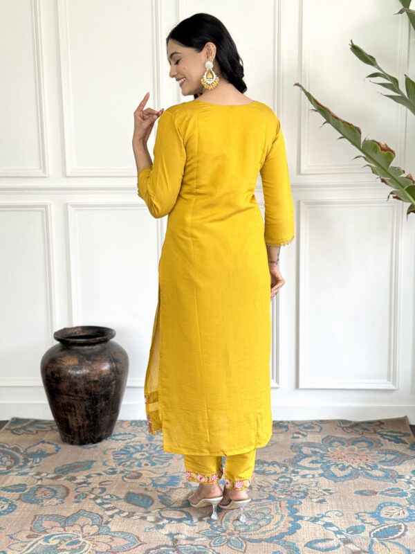 MAYA Women Embroidered Thread Work Kurta With Trousers & Dupatta - Image 2