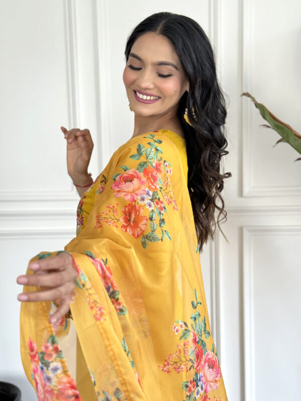 MAYA Women Embroidered Thread Work Kurta With Trousers & Dupatta - Image 6