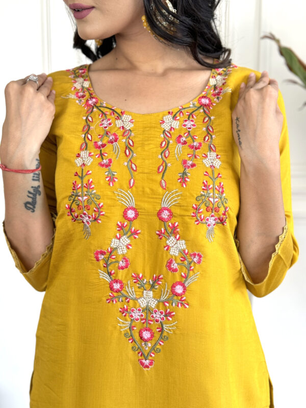 MAYA Women Embroidered Thread Work Kurta With Trousers & Dupatta - Image 8