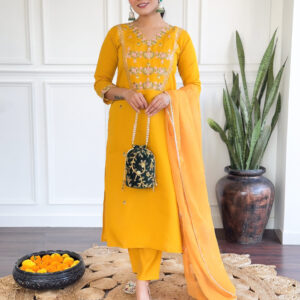 HETVI Women Embroidered CHANDERI & TEBBY NAYLON PLAIN DUPAATA SET