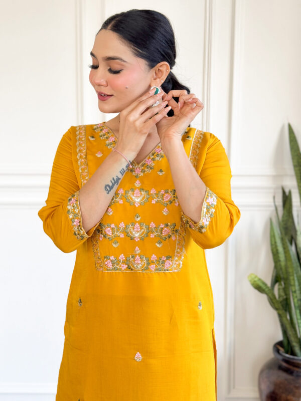 HETVI Women Embroidered CHANDERI & TEBBY NAYLON PLAIN DUPAATA SET - Image 9