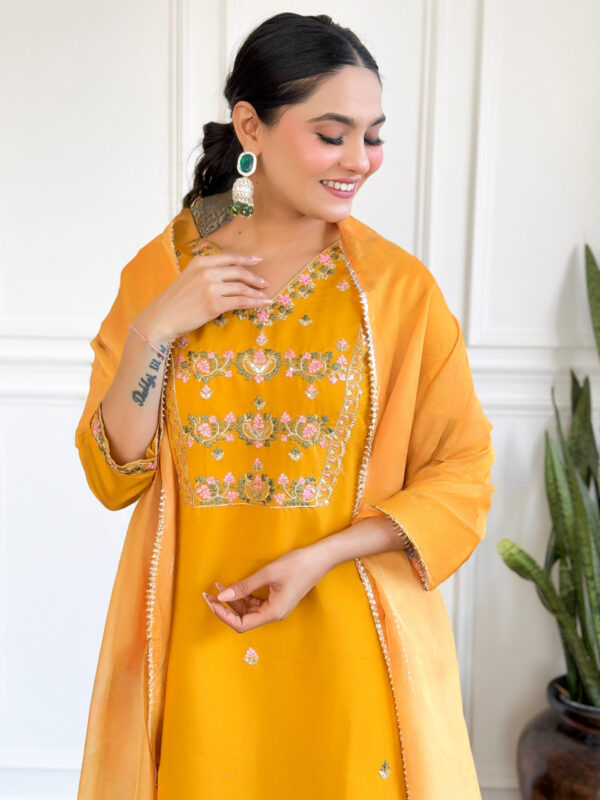 HETVI Women Embroidered CHANDERI & TEBBY NAYLON PLAIN DUPAATA SET - Image 7