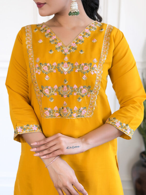 HETVI Women Embroidered CHANDERI & TEBBY NAYLON PLAIN DUPAATA SET - Image 5