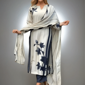 BARBIE White Abstract Print Art Silk Kurta Set