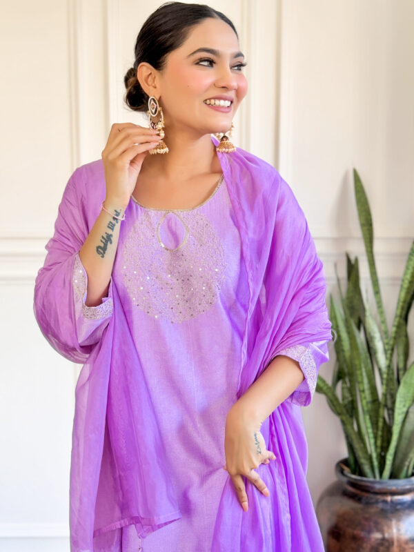 KAVERI Purple Chanderi Embroidered Work Salwar Suit - Image 5