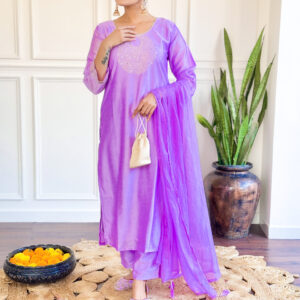 KAVERI Purple Chanderi Embroidered Work Salwar Suit