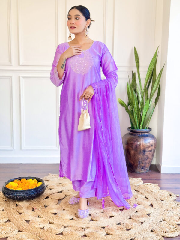 KAVERI Purple Chanderi Embroidered Work Salwar Suit