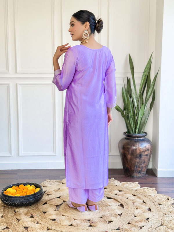 KAVERI Purple Chanderi Embroidered Work Salwar Suit - Image 3