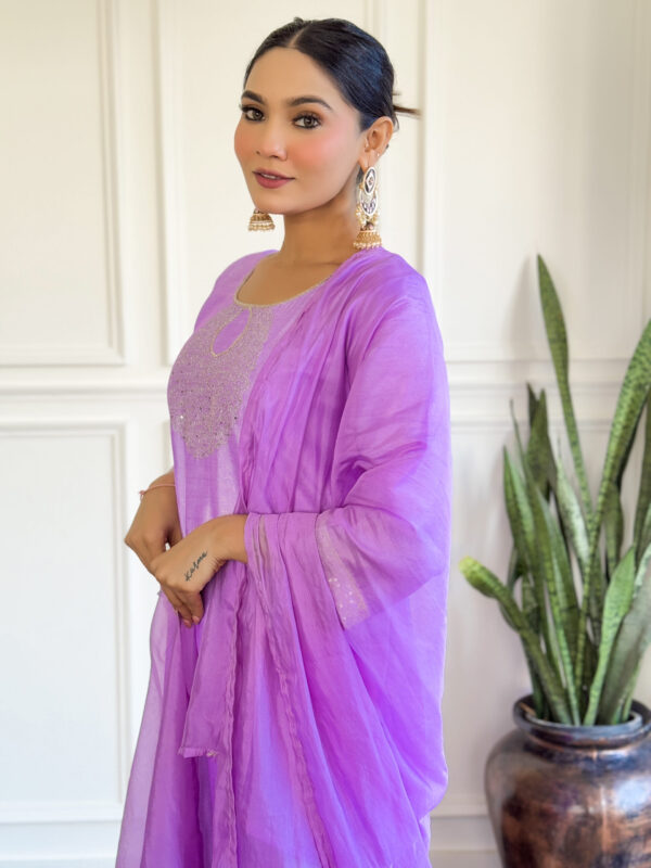 KAVERI Purple Chanderi Embroidered Work Salwar Suit - Image 2
